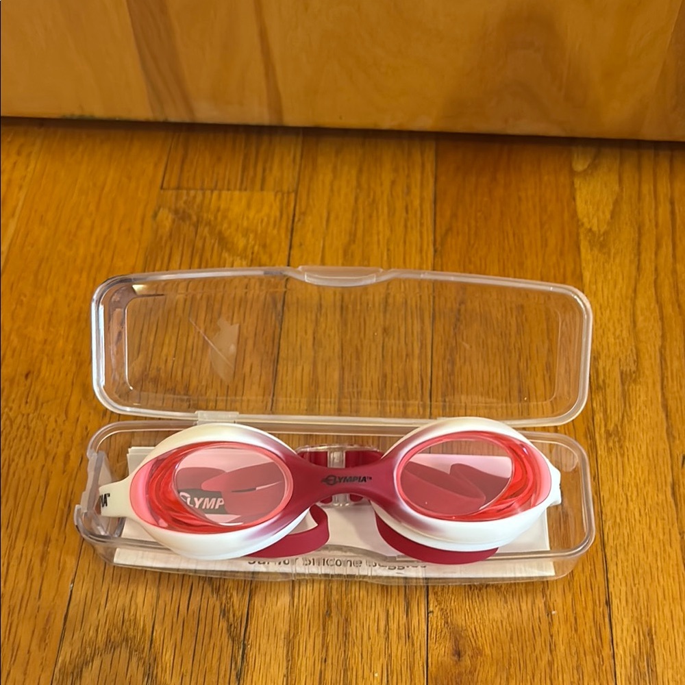 Olympia Pink and White Swim Goggles EUC